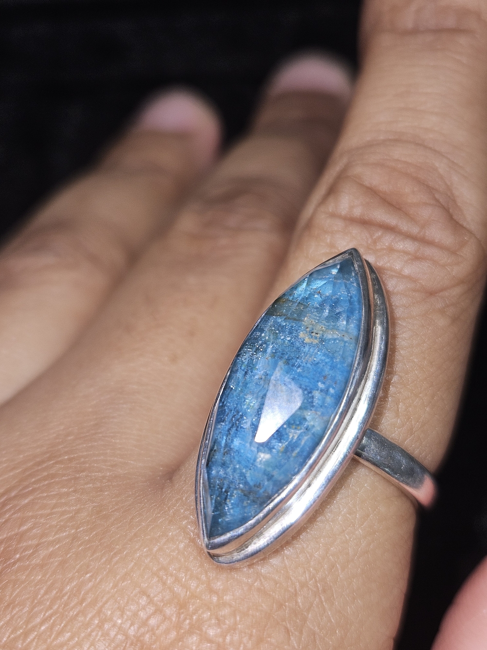925S Blue Kyanite Doublette Marquise Ring - Women Jewelry